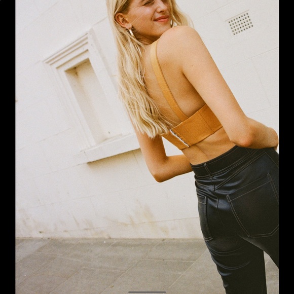 Zara tan corset top faux leather size medium sold out online!! worn once - Picture 3 of 4